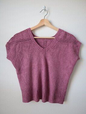 Handmade Knit V-Neck Sweater | S